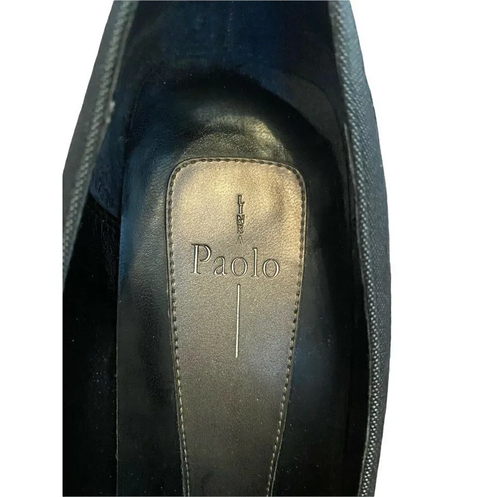 Linea Paolo Sz 9.5 Black Fabric Leather‎ Pointy Toe Women’s Pumps Heels